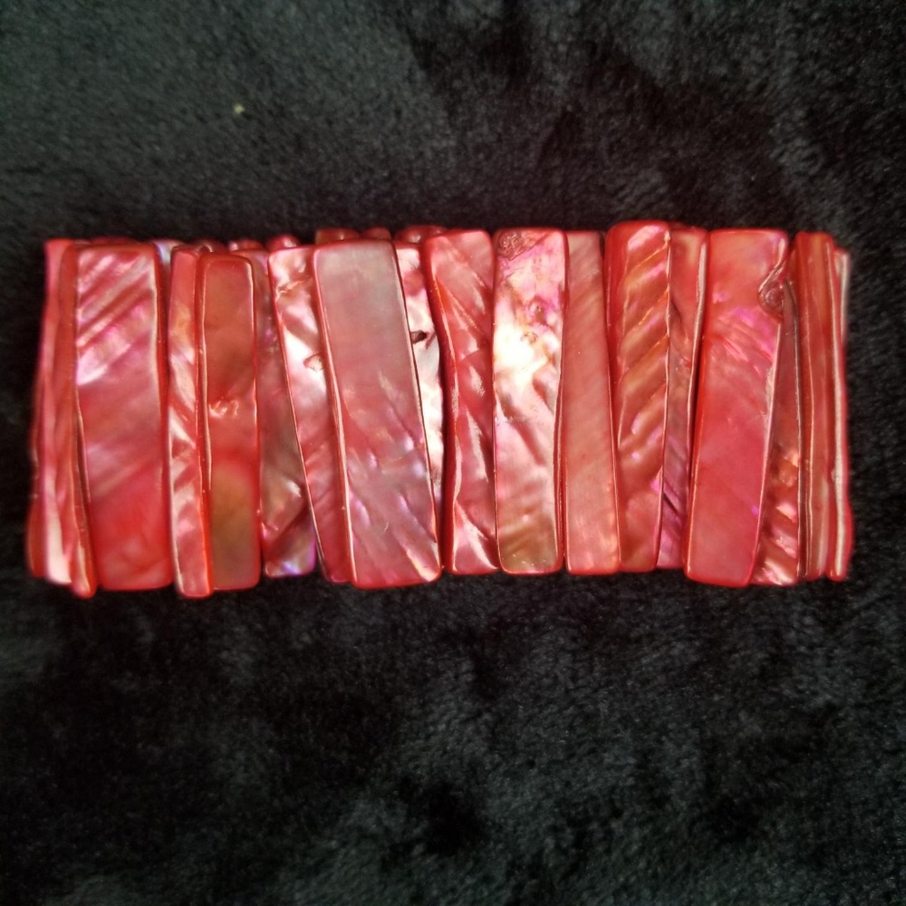 Coral Stretch Abalone Shell Bracelet
